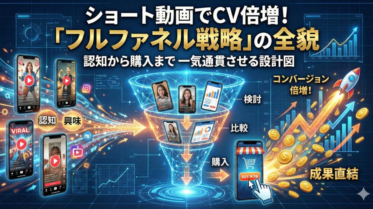ショート動画でコンバージョンを倍増させる「フルファネル戦略」とは?認知から購入までを一気通貫させる設計図