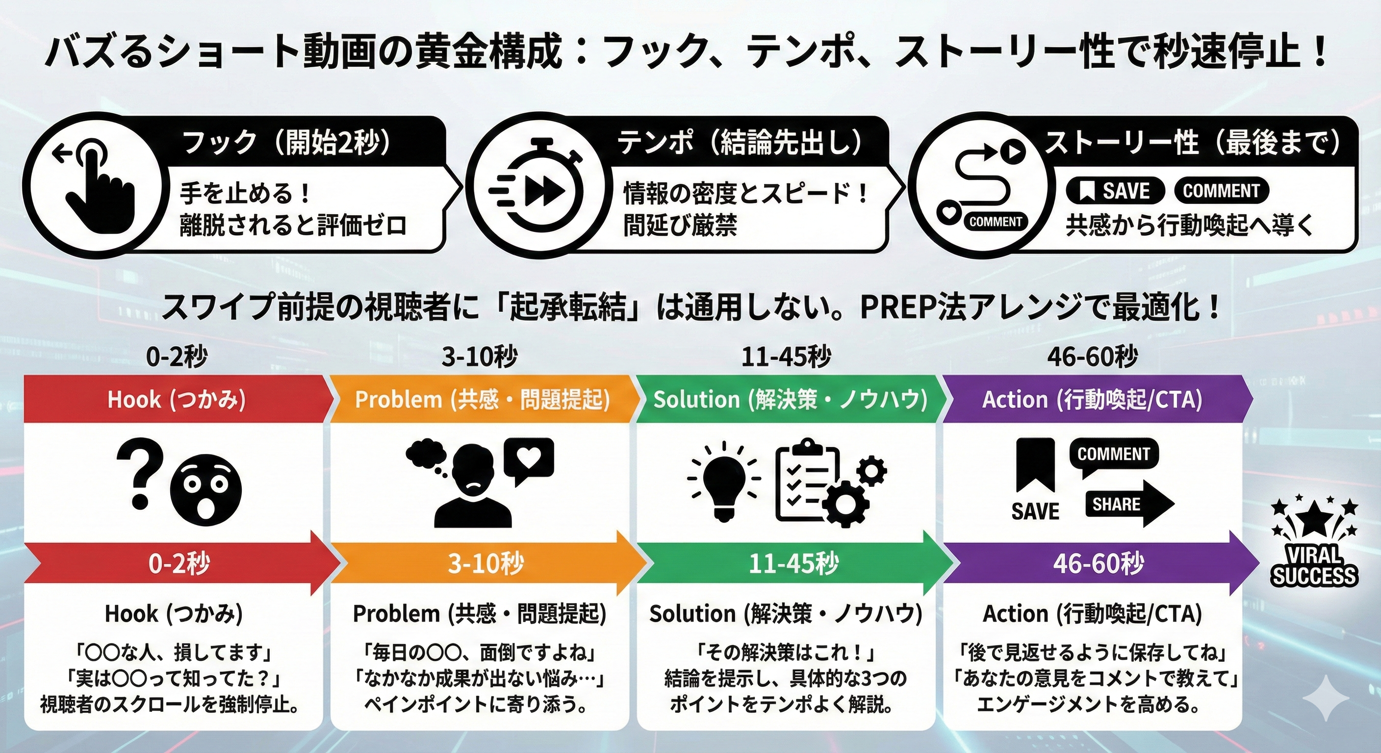バズるショート動画の構成(台本)のコツは?