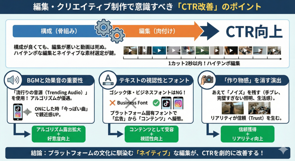 編集・クリエイティブ制作で意識すべき「CTR改善」のポイントは?