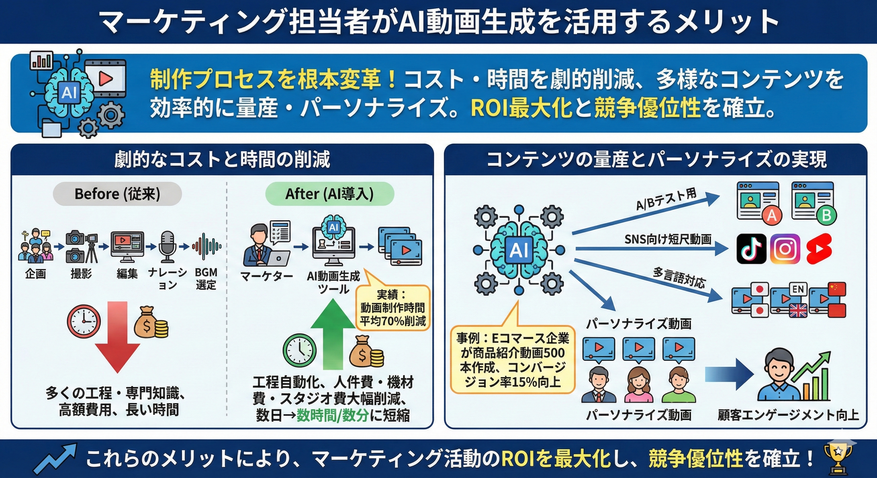 マーケティング担当者がAI動画生成を活用するメリットは何ですか？