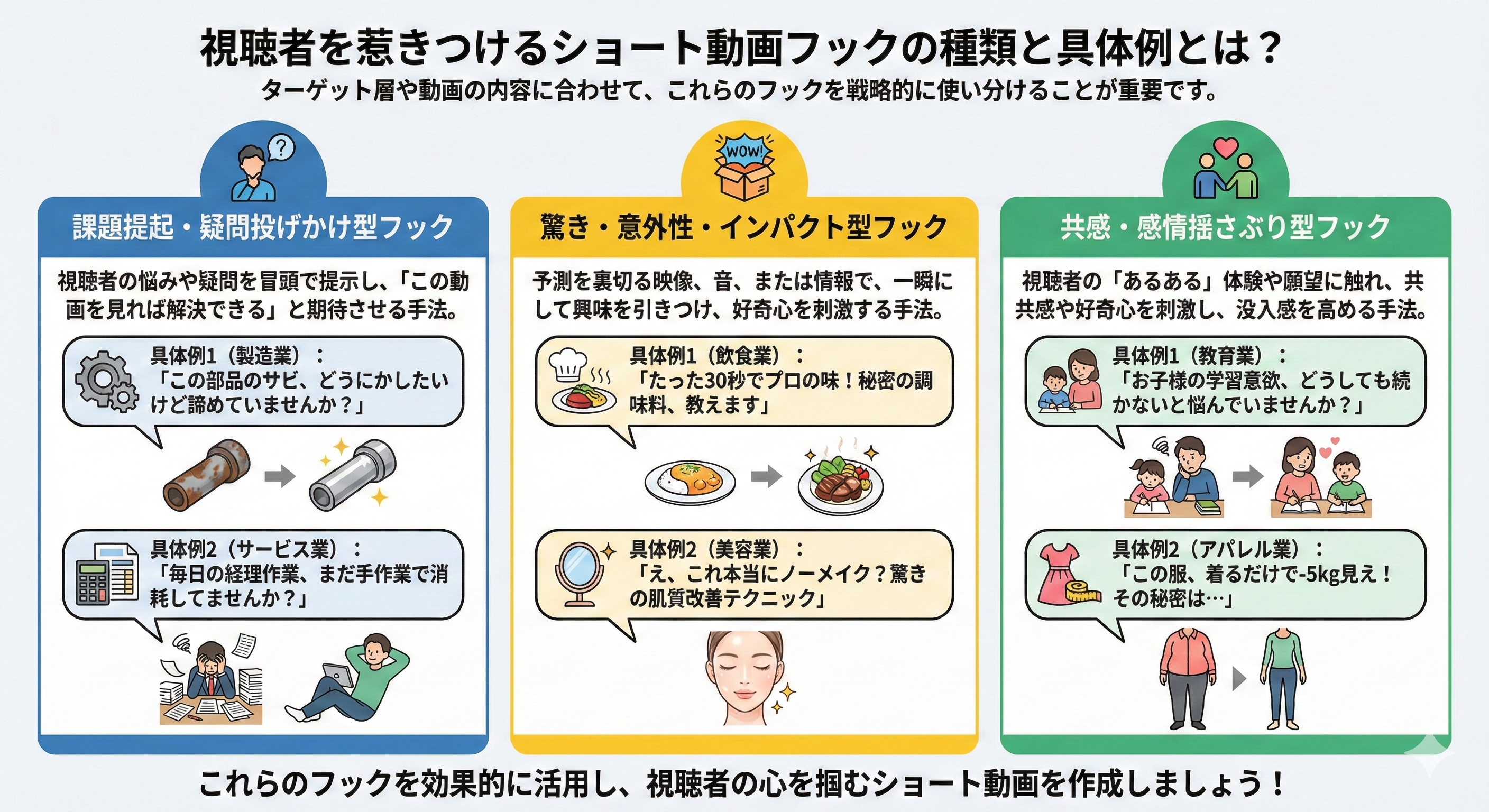 視聴者を惹きつけるショート動画フックの種類と具体例とは？