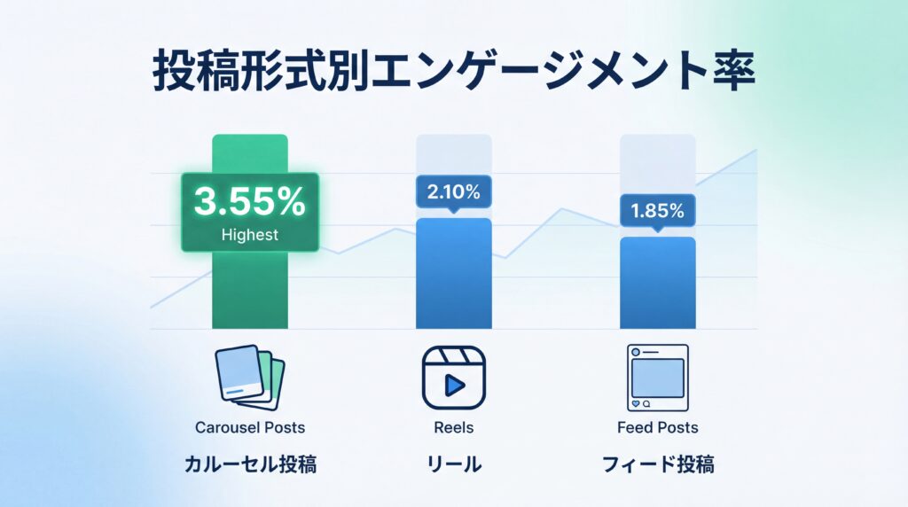 5. 【2026年最新データ】投稿形式別エンゲージメント率