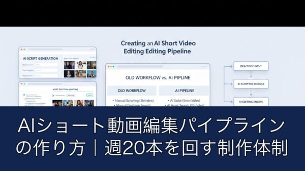 AIショート動画編集パイプラインの作り方｜週20本を回す制作体制