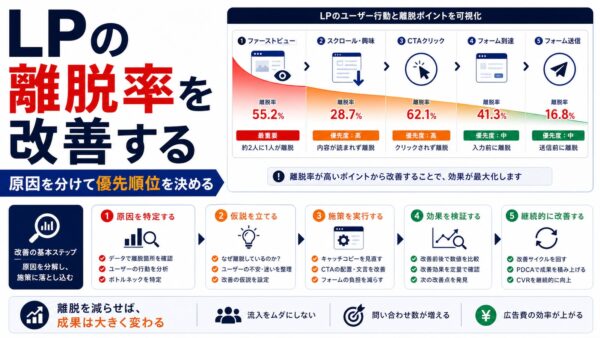 LPの離脱率を改善する方法｜原因の見つけ方と優先順位の付け方