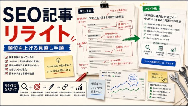 SEO記事リライトの実務ガイド｜順位を上げる見直し手順と注意点